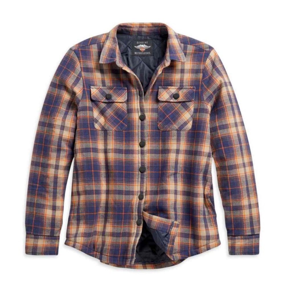 Harley-Davidson Blue and Tan Plaid Utility Jacket